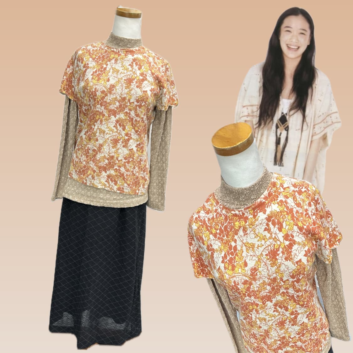 🍊하구미의 플라워 코디세트🍊 롱스커트 니트 레이어드 그런지 모리걸 상품이미지2