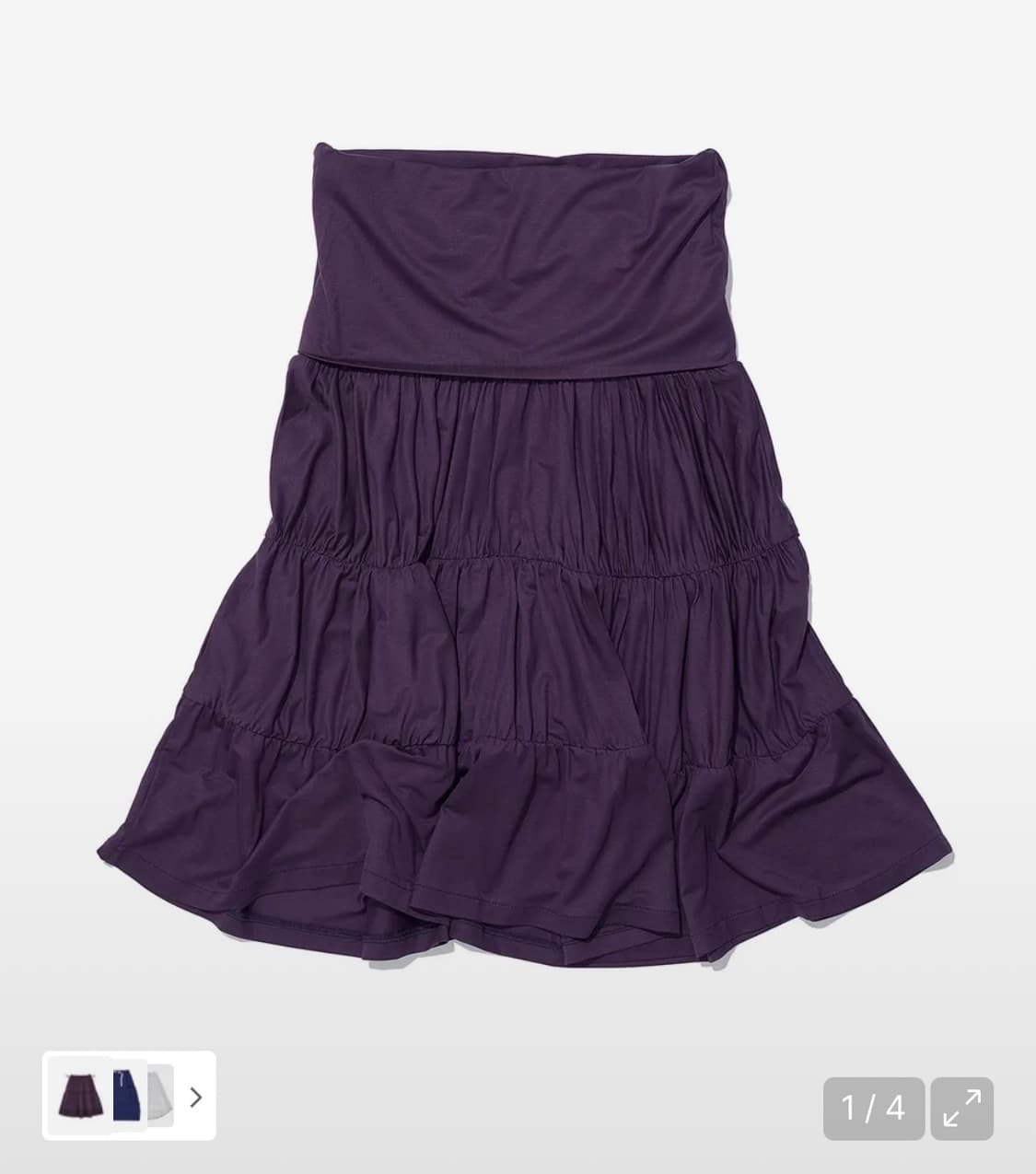 파르티멘토 우먼 저지 셔링 티어드 미디 스커트 미드나잇 플럼 상품이미지1