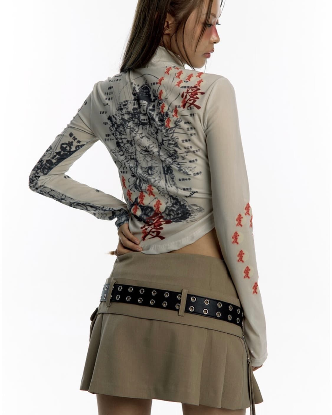 KASHIKO Pleats Pocket Belt Mini Skirt  상품이미지4