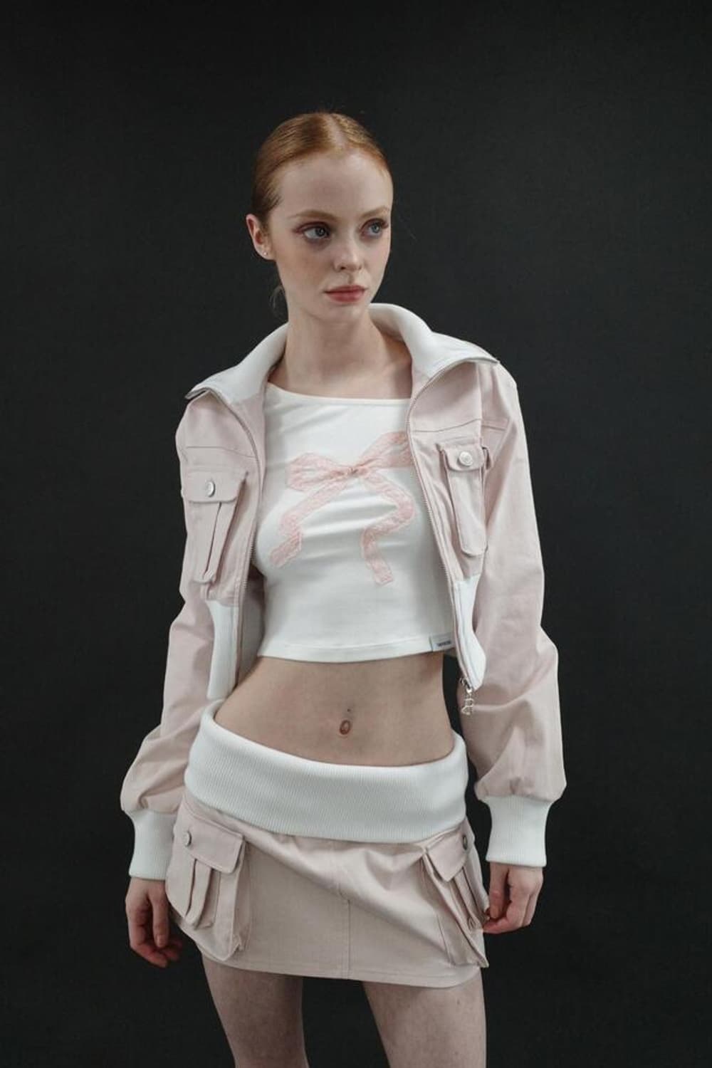 1/20 오늘만 할인)드라이로즈 립 포켓 자켓 스커트 핑크 세트 상품이미지2