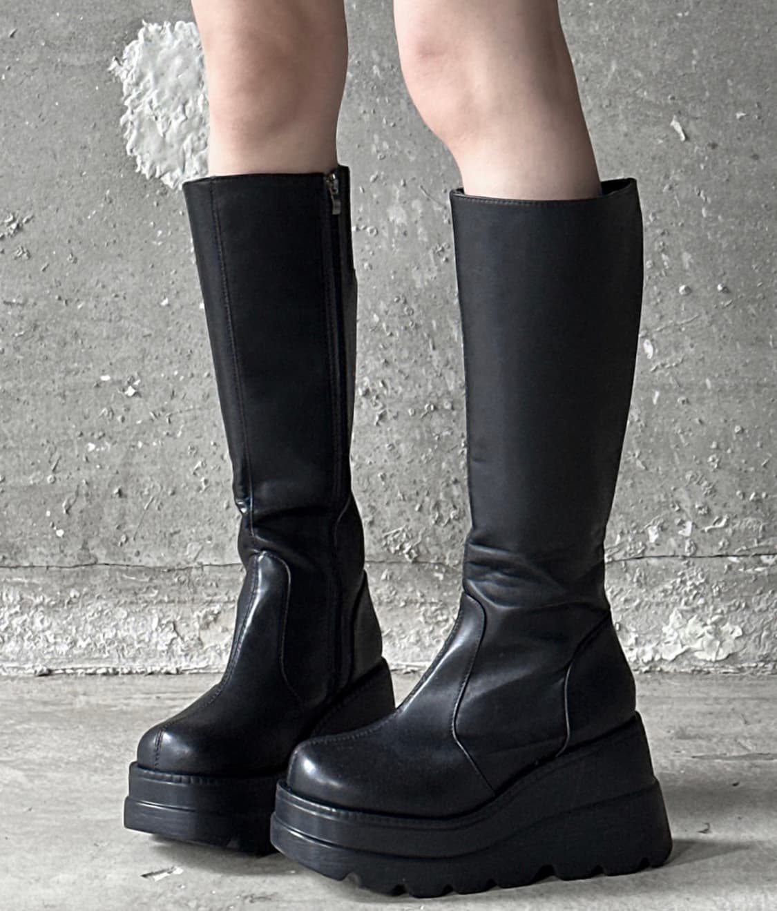 블랙 플랫폼 통굽 롱부치 9cm 상품이미지3