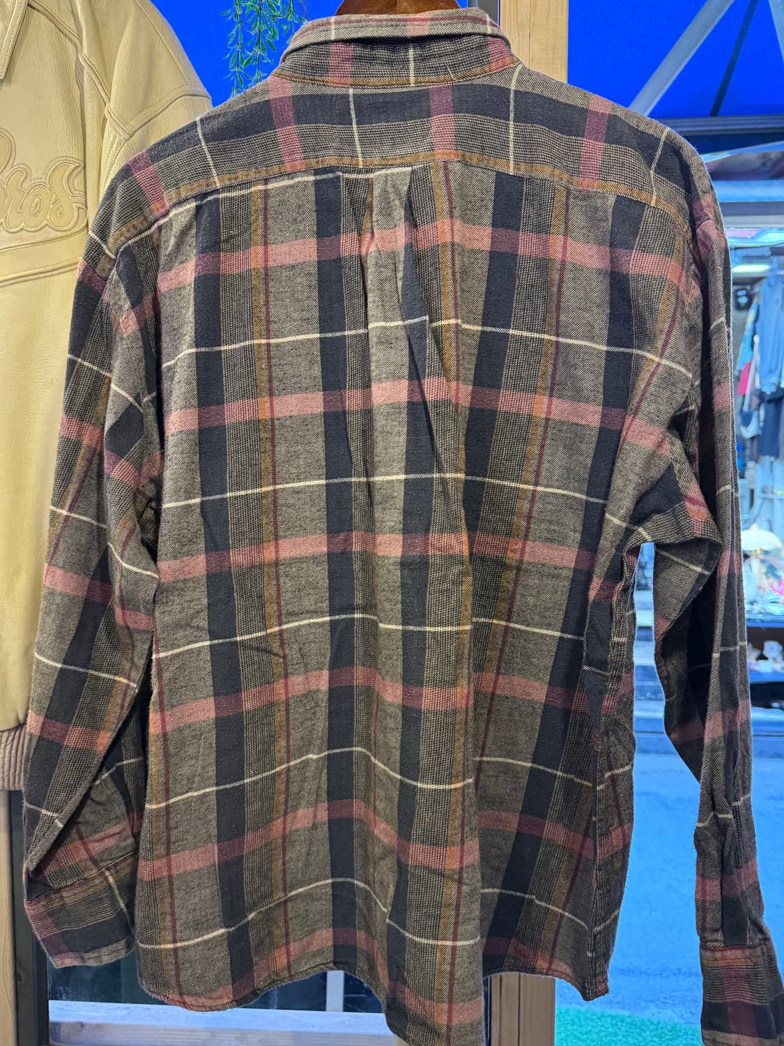 빈티지 그레이 핑크 플란넬 체크셔츠 상품이미지3