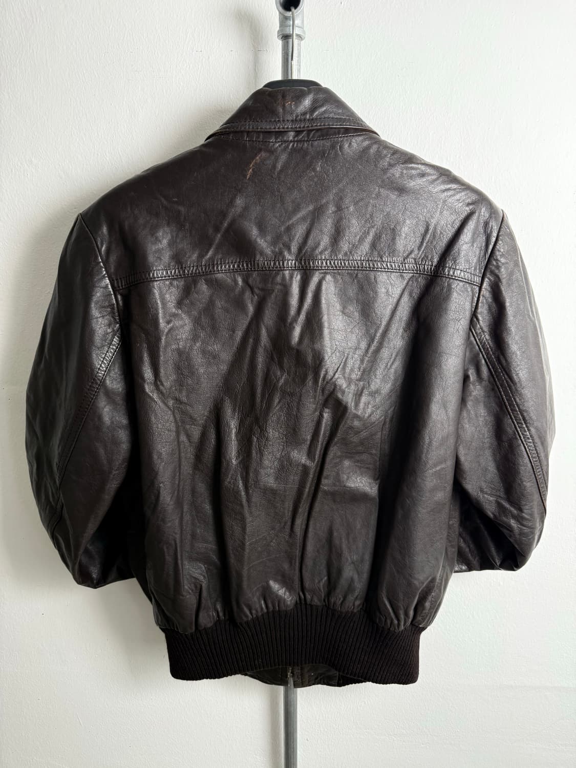 Vintage Genuine Leather Bomber Jacket 상품이미지4