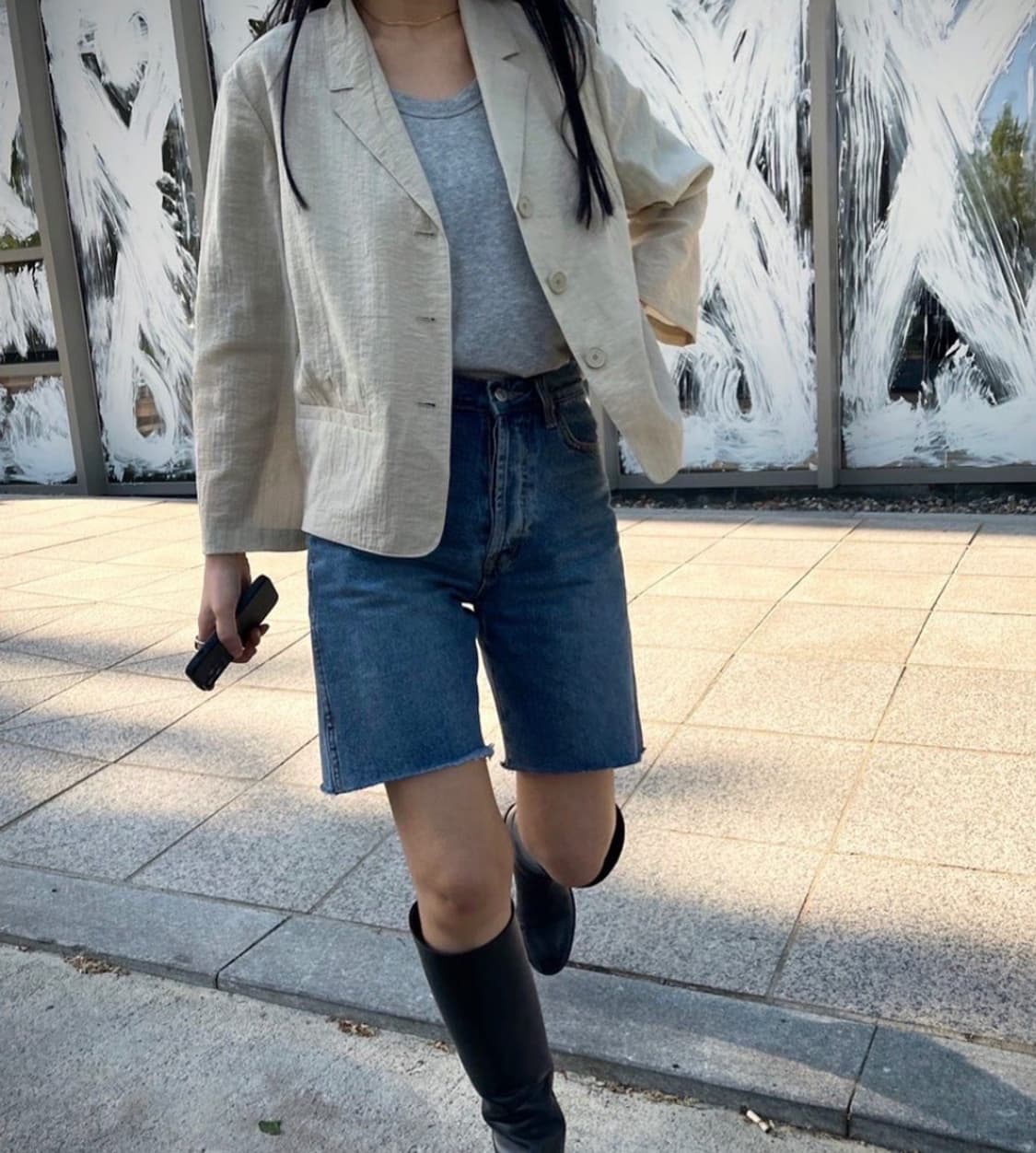 마스큘린 웨이스트 숏자켓 블랙 상품이미지5