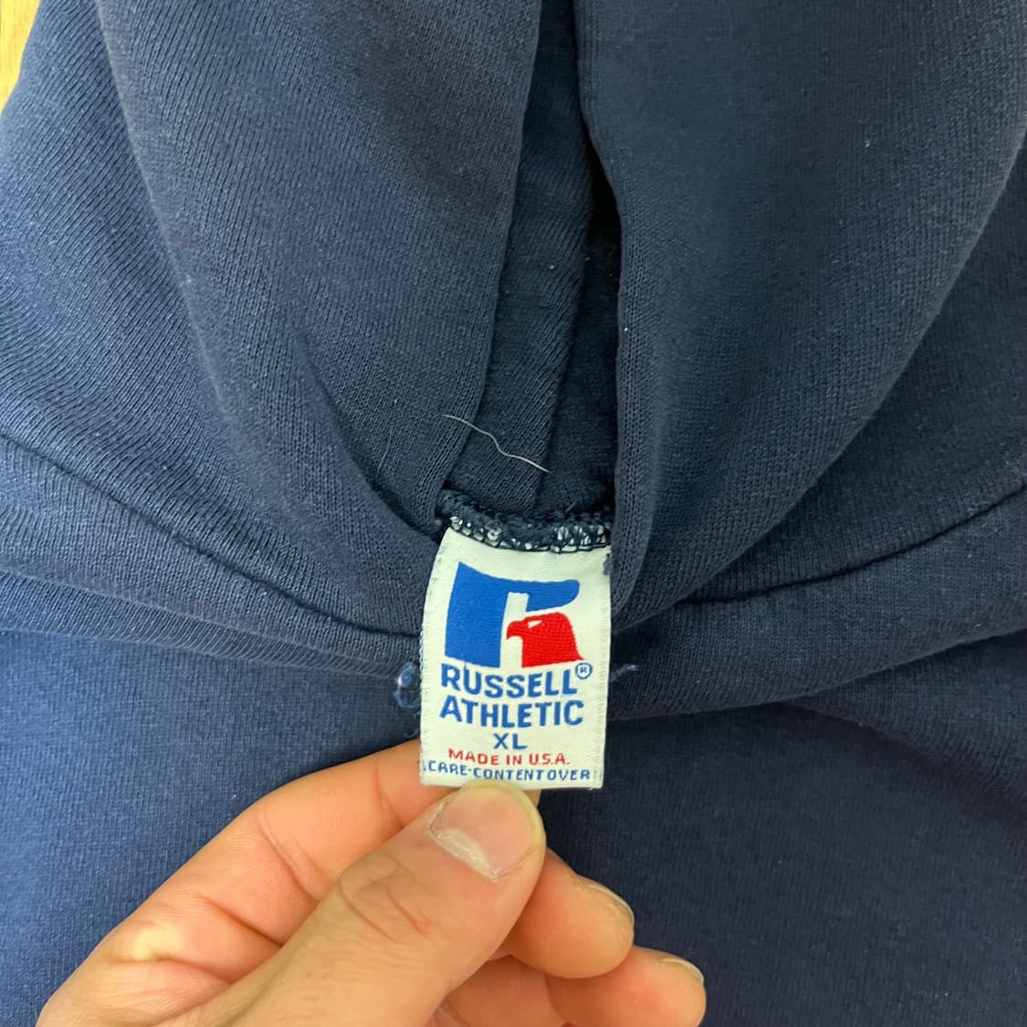 [XL] 90s USA 빈티지 러셀 후드 네이비 상품이미지2
