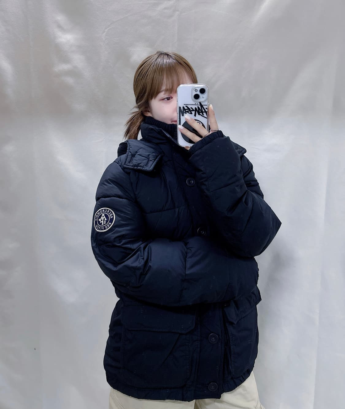 아베크롬비 블랙 패치 덕다운 패딩 상품이미지3