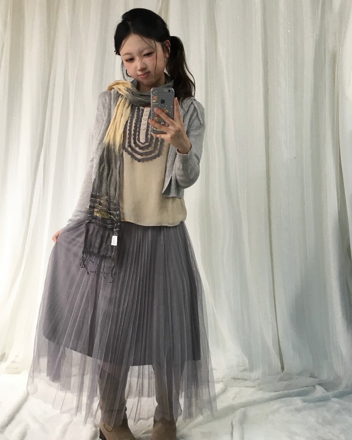 빈티지 그레이 엘로우 모리 코디세트 상품이미지1