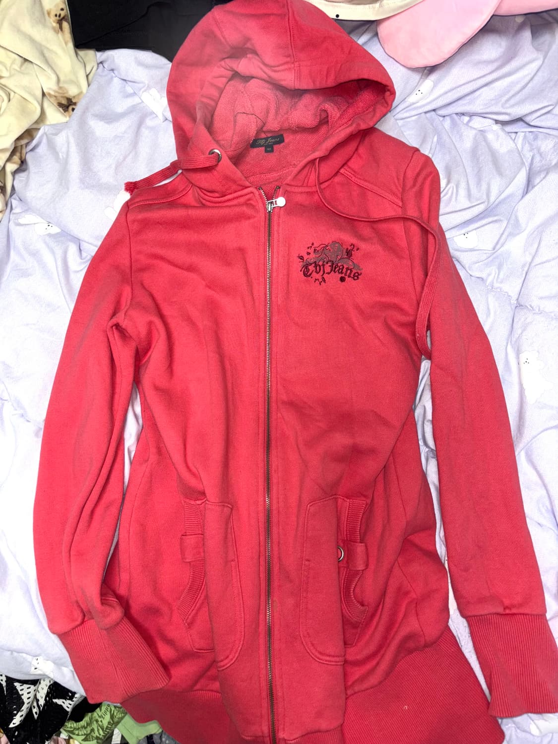 갸루 핫핑크 후드집업 상품이미지1