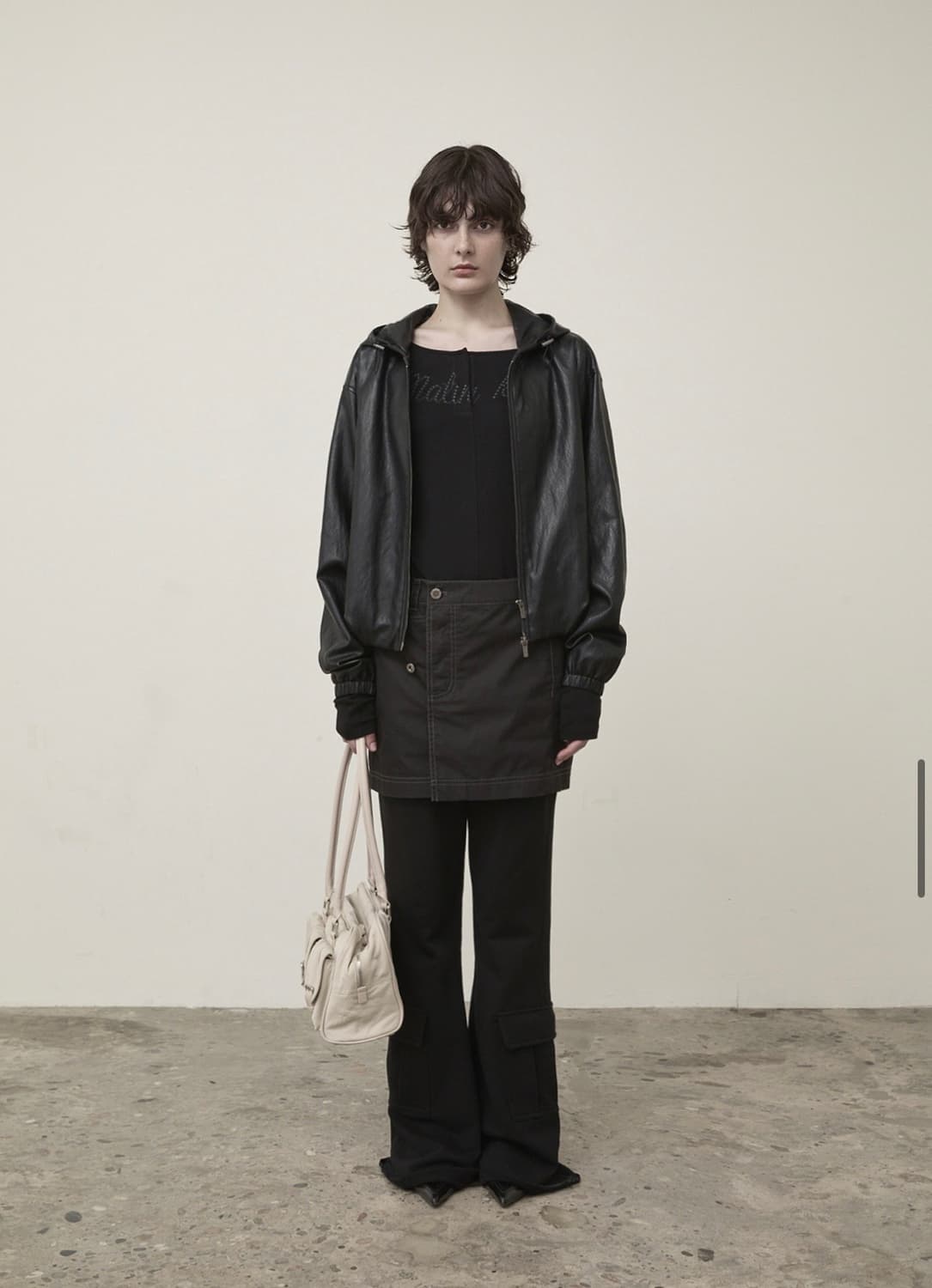 마땡킴 레더 후디 크롭 자켓 상품이미지1