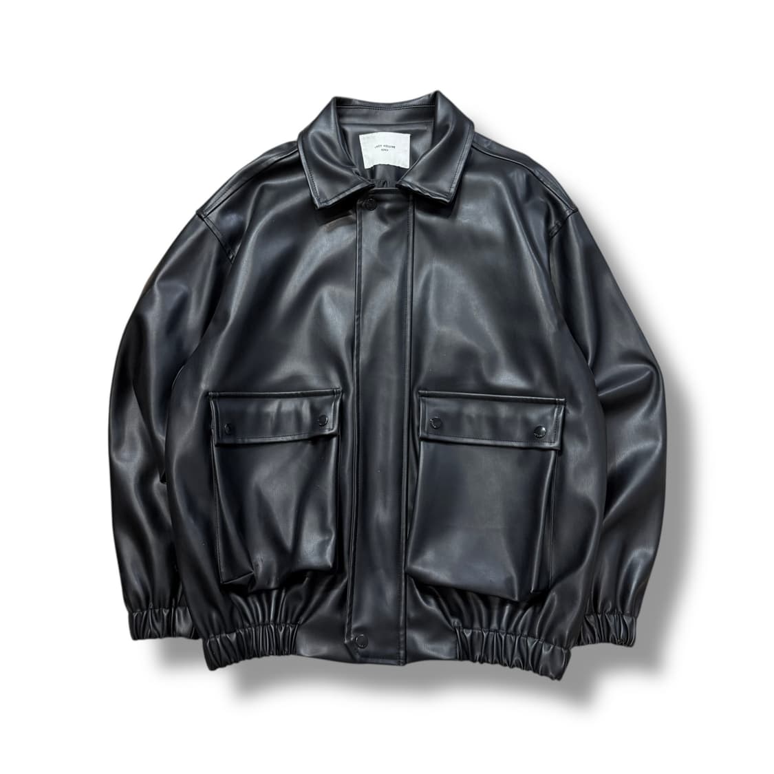 레이디 볼륨 오버핏 투 포켓 레더 자켓 상품이미지1