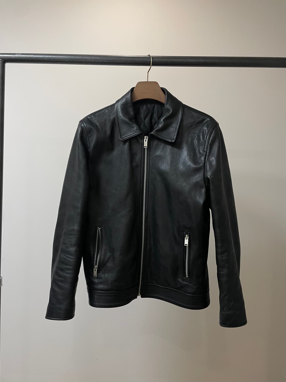 (XL) 싱글라이더 고트스킨 염소 가죽 레더 자켓 상품이미지2