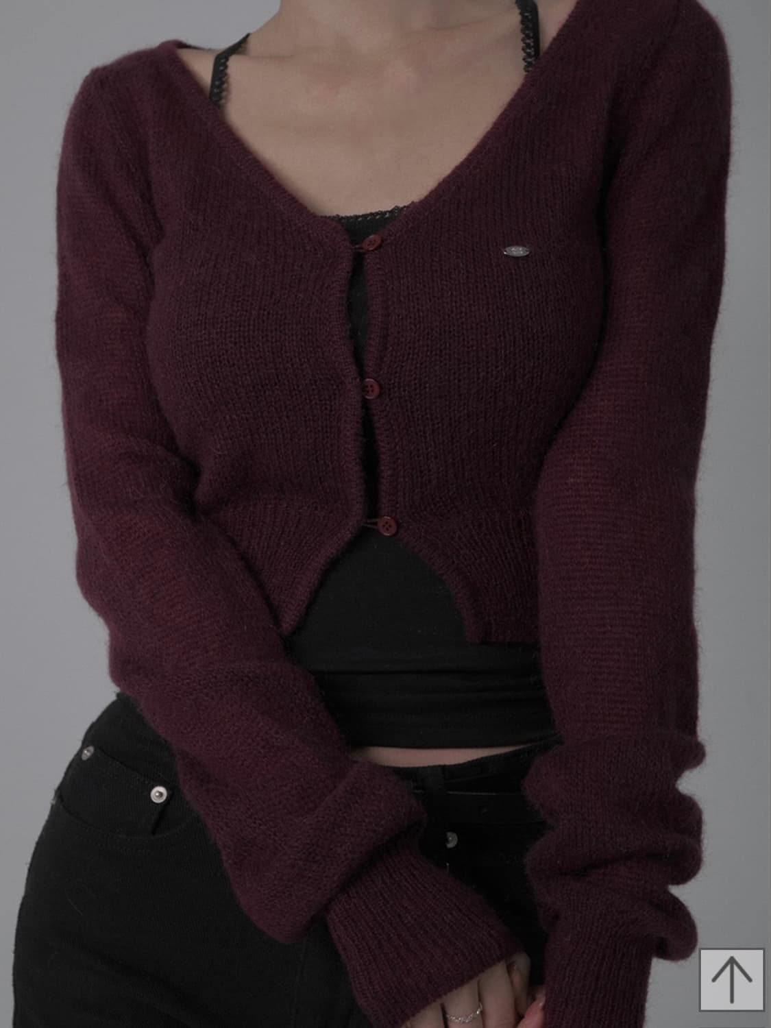 Pale jade Hairy Button Point Knit Cardi 상품이미지3