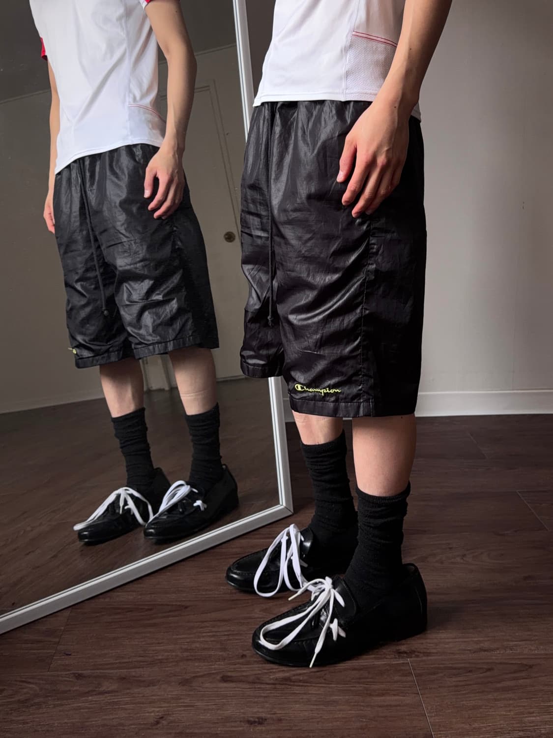 Champion 글로시 블랙 스포츠 쇼츠 상품이미지5