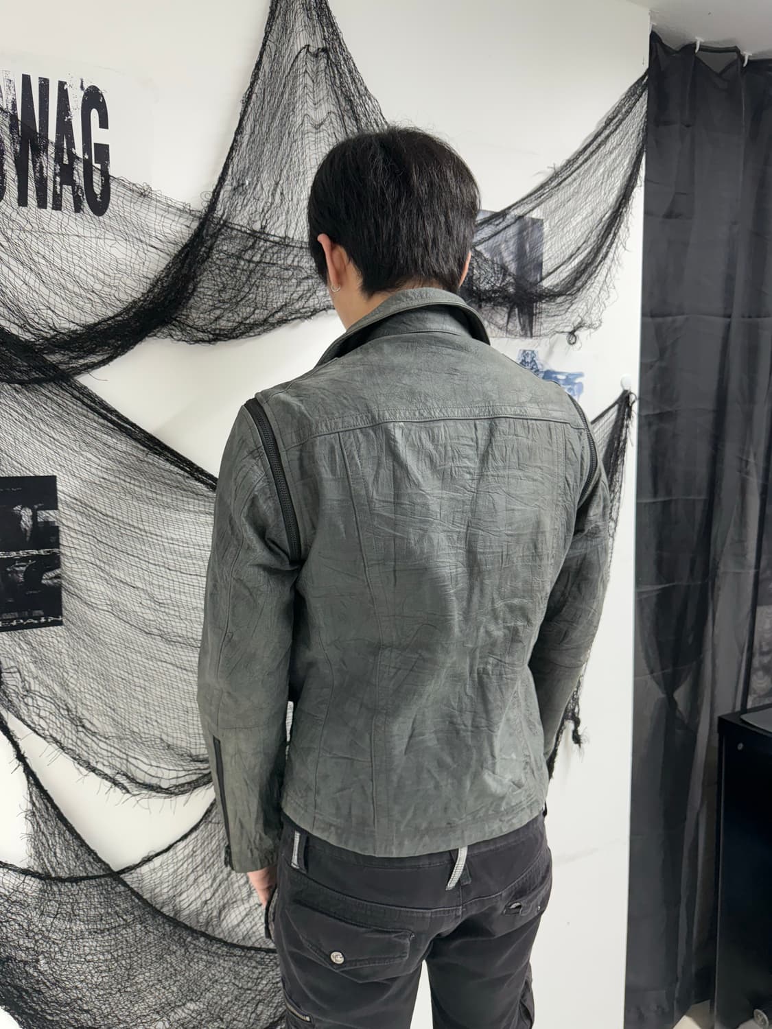 Hard zipper detail leather jacket 상품이미지2