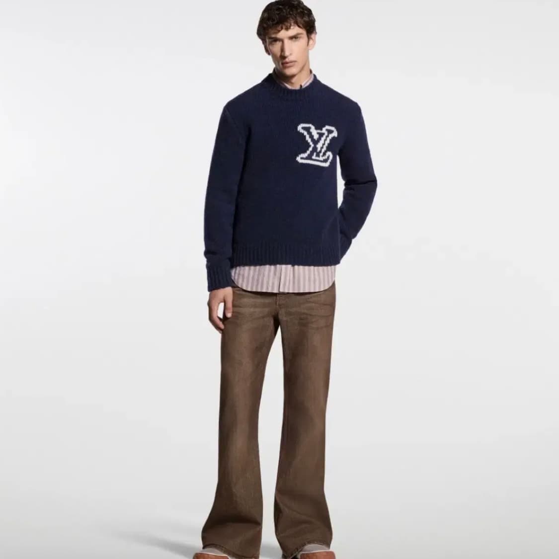 [S+급/2XL] 루이비통 LV 인타르시아 크루넥 니트 네이비 상품이미지7