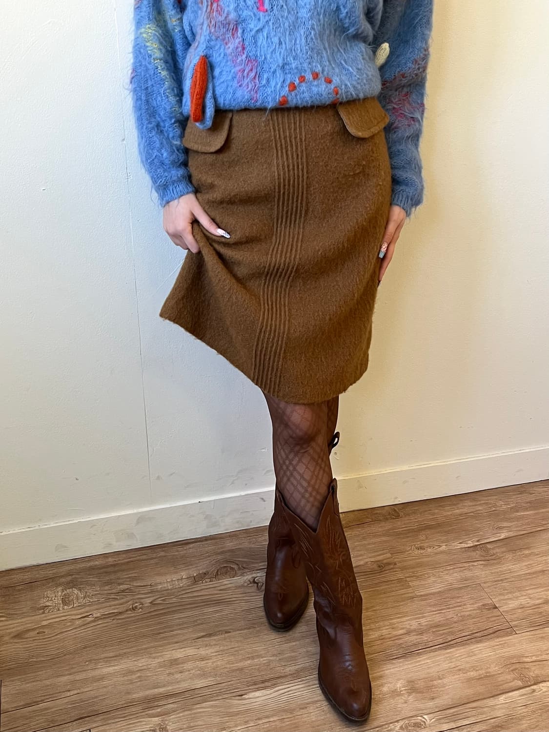 BIGI 모헤어 카멜 스커트 상품이미지4