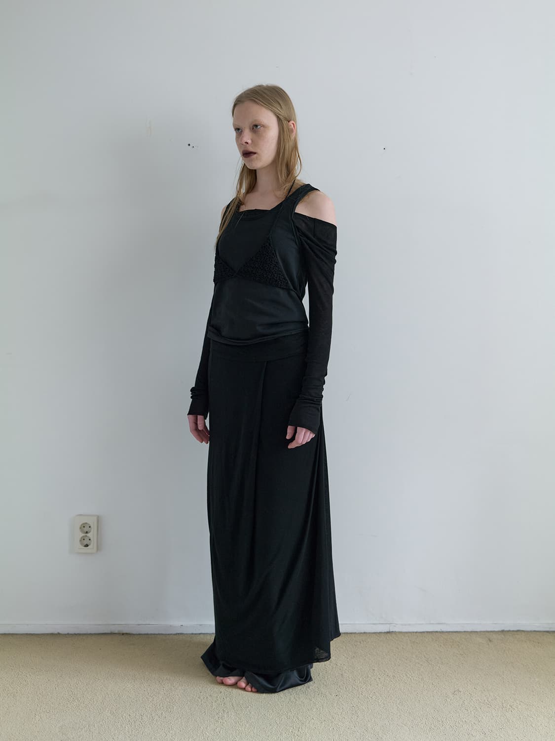 낫띵에브리띵 DRAPED DOUBLE LAYERED SKIRT 스커트 상품이미지2