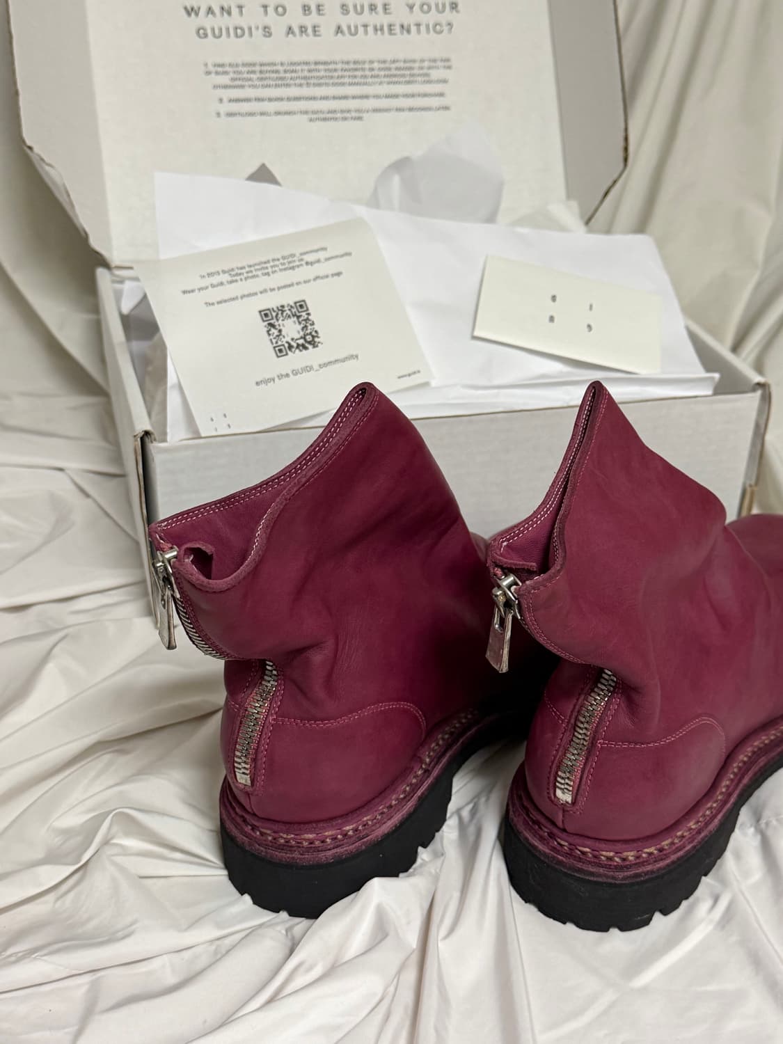 구이디 GUIDI 호스 풀 그레인 백 지퍼 핑크 부츠 상품이미지3