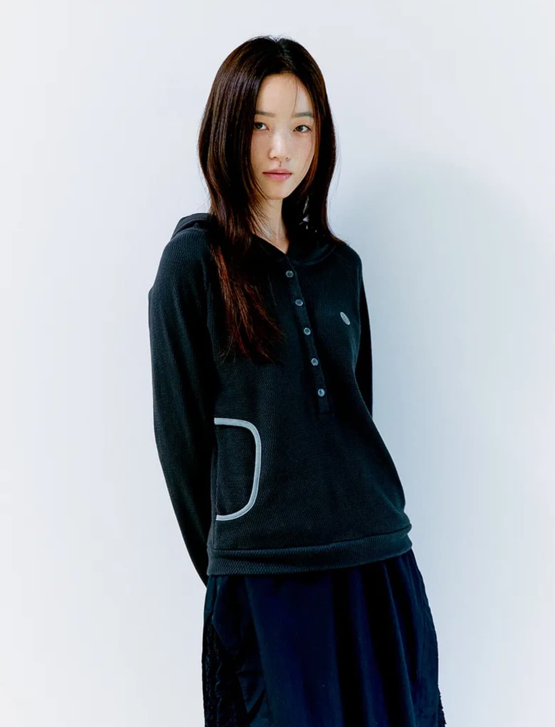 오피쉬 WAFFLE HENLEY HOODIE, CHARCOAL 상품이미지1