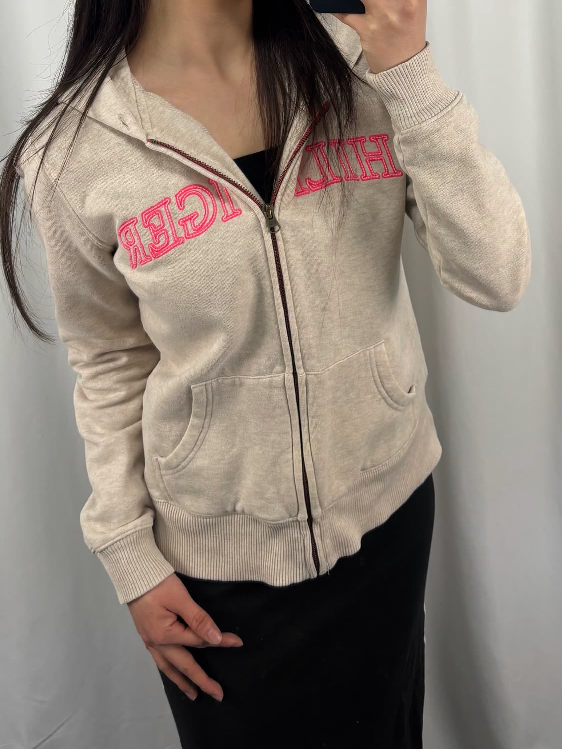 타미힐피거 핑크 로고 후드집업 상품이미지2