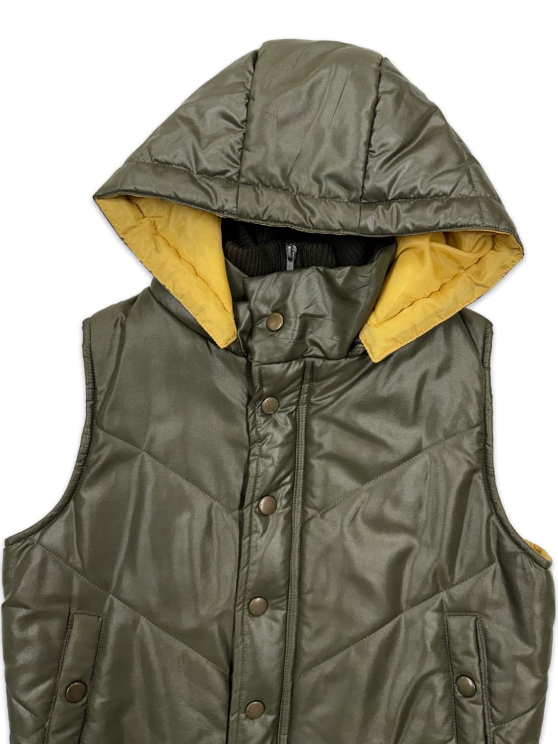 빈티지 Blancafe 카키 후드 패딩 베스트 상품이미지3