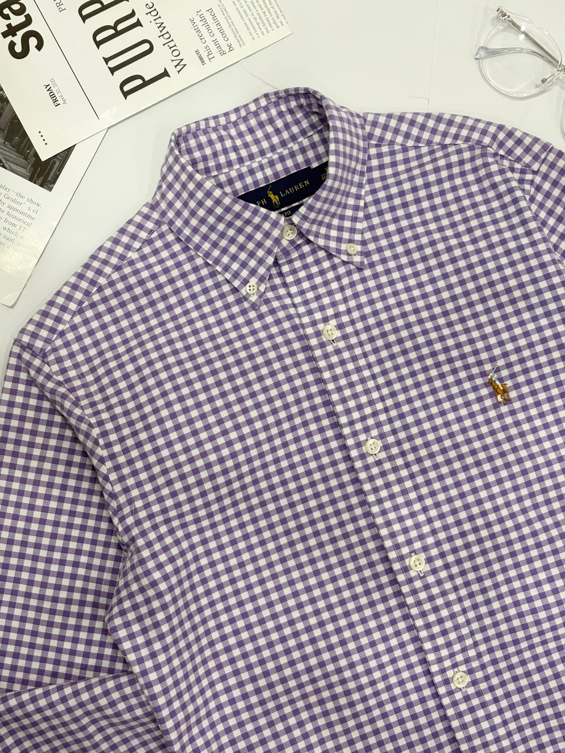 Polo 폴로랄프로렌 퍼플 깅엄 체크 셔츠 상품이미지2