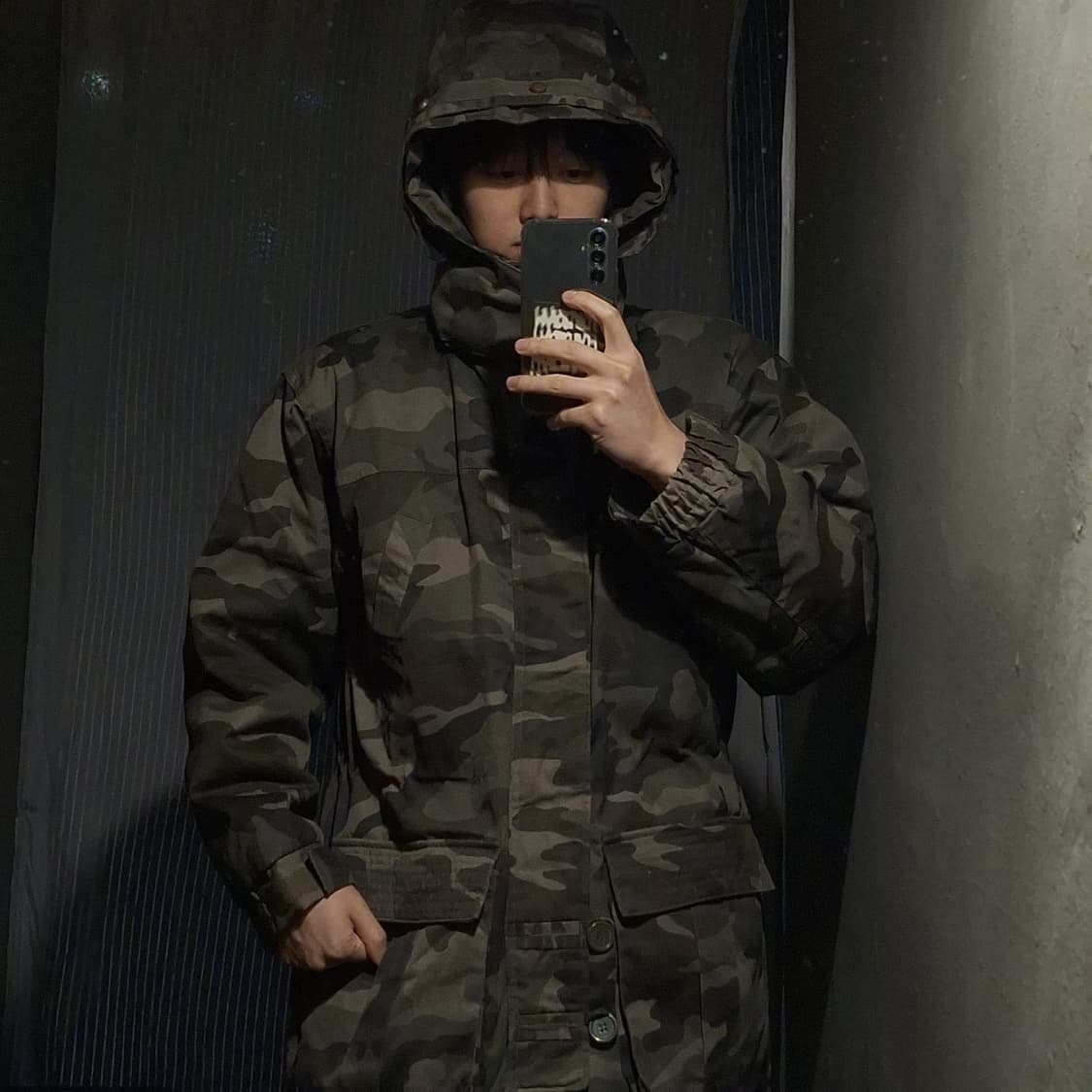 BLUE CAP 카키 밀리터리 우드랜드 카모플라쥬 히든집업 사파리 야상 상품이미지3