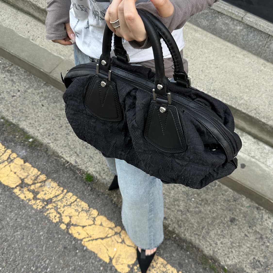 00s 프란체스코 비아시아 가죽 디테일 백 상품이미지10