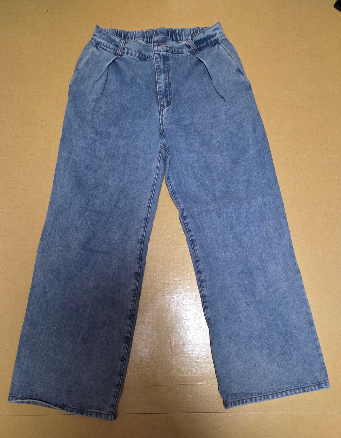 낫포너드 밴딩 원턱 와이드 데님 L 상품이미지2