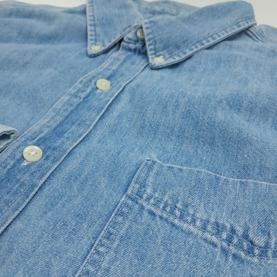 Co827 XL GAP 갭 90s USA 연청 데님 긴팔 셔츠 상품이미지5