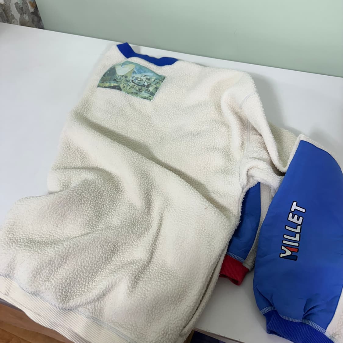 M 100 스타터 X 밀레 아이보리 오버핏 플리스맨투맨 상품이미지6