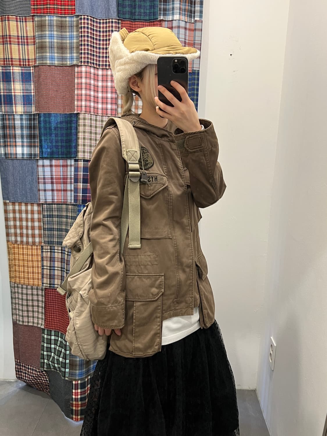 히스테릭 글래머 카키 퀄팅 후드 야상 상품이미지4