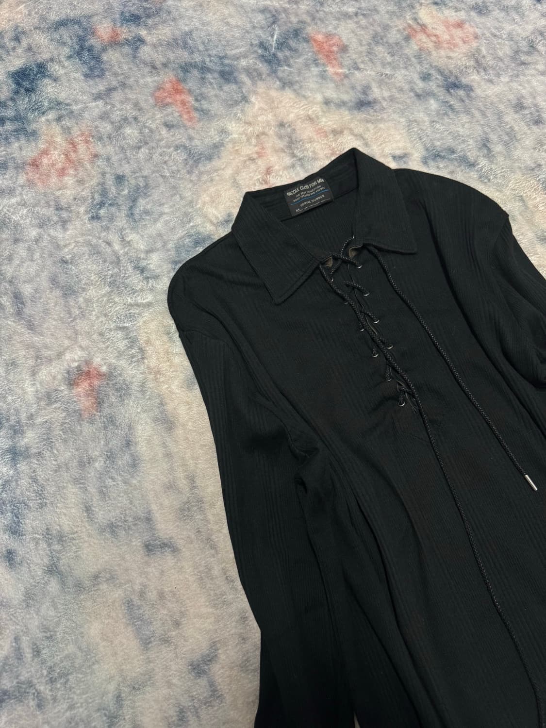Nicole club lace up black ribbed pk top 상품이미지3