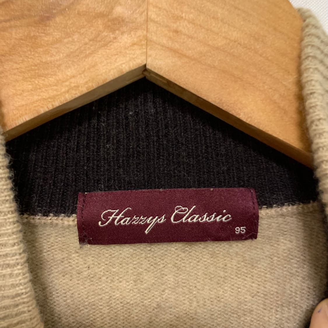 헤지스 빈티지 캐시미어 팔꿈치 패치 니트 집업 가디건 베이지 상품이미지3