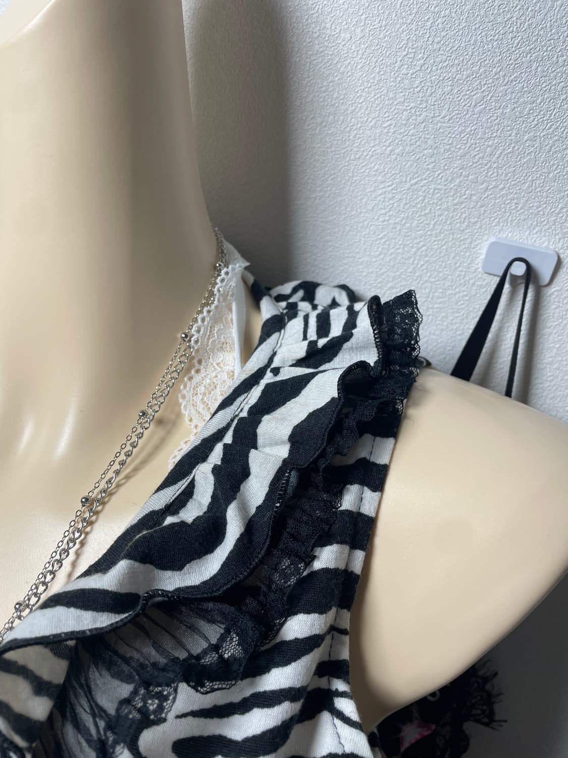 빈티지 갸루 Zebra 지브라 레이스 나시탑 상품이미지4