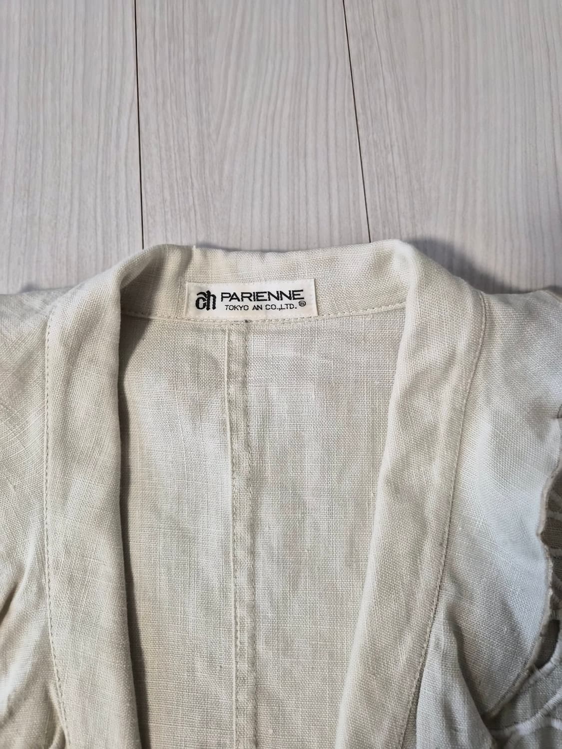일본 빈티지 파리엔느(Parienne) 아일렛 자수 린넨 자켓 상품이미지2