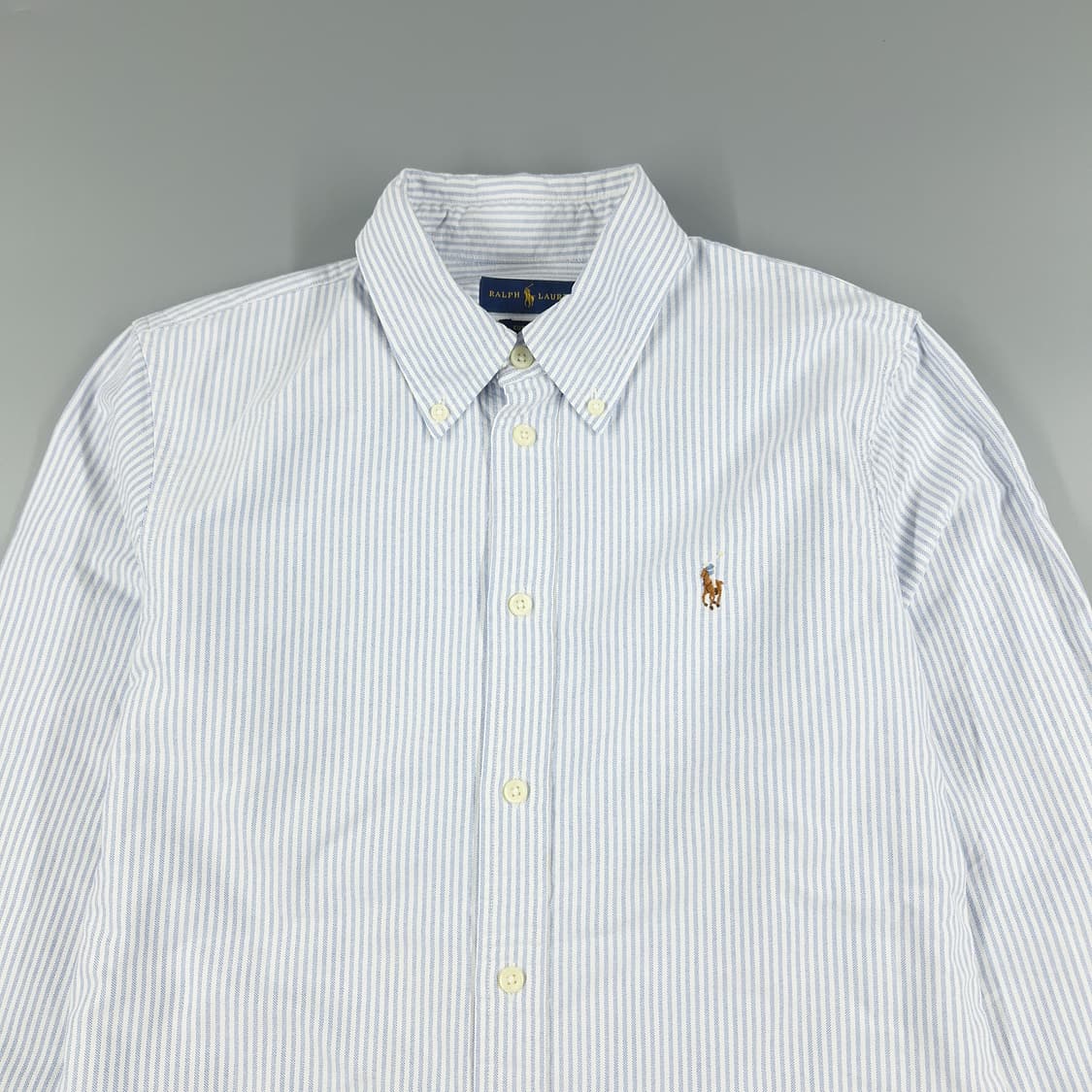 폴로랄프로렌 스카이블루 스트라이프 컬러포니 아메카지 커스텀핏 긴팔 셔츠 상품이미지4