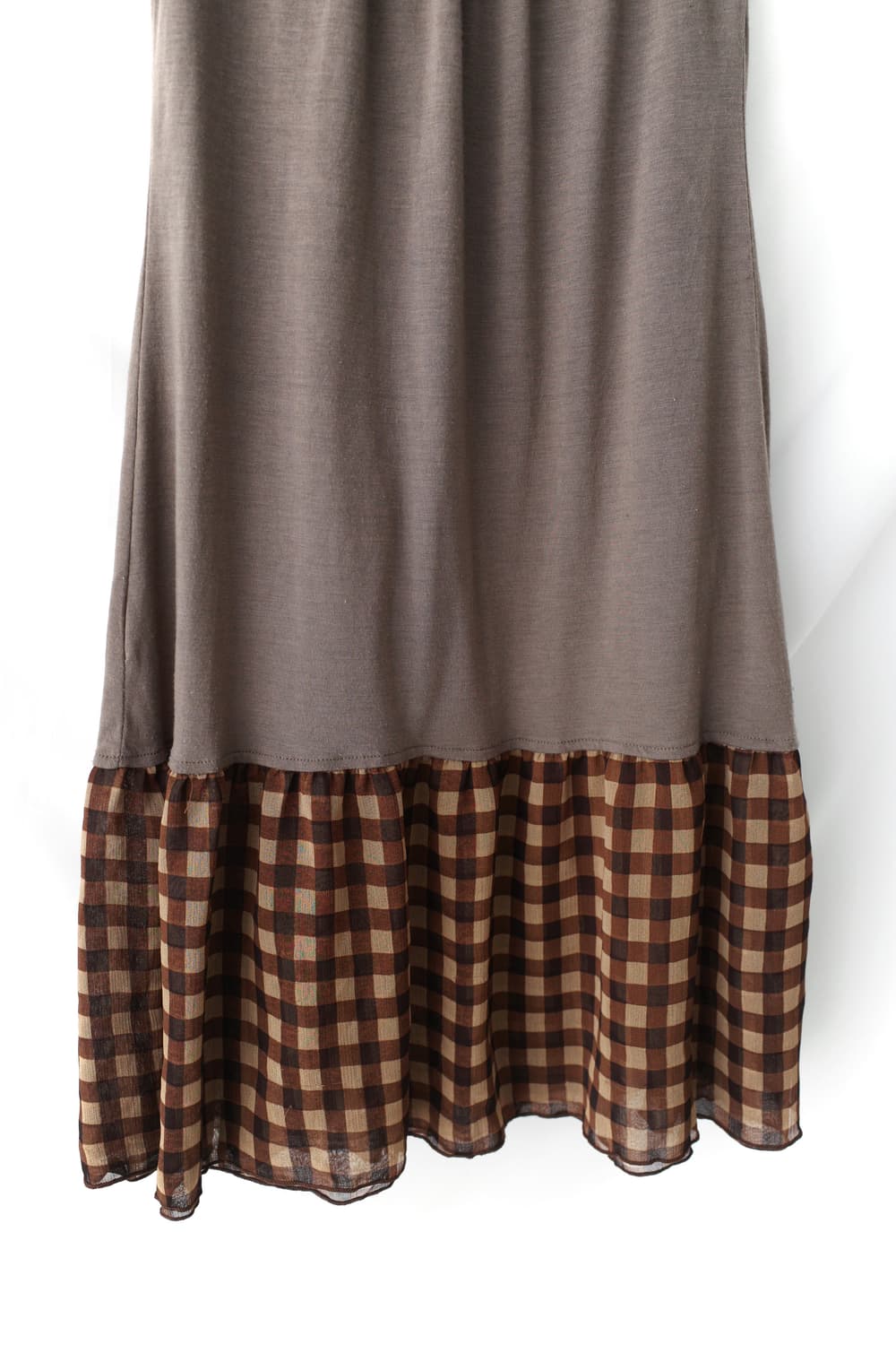 shirring half T + check sleeveless (set) 상품이미지3