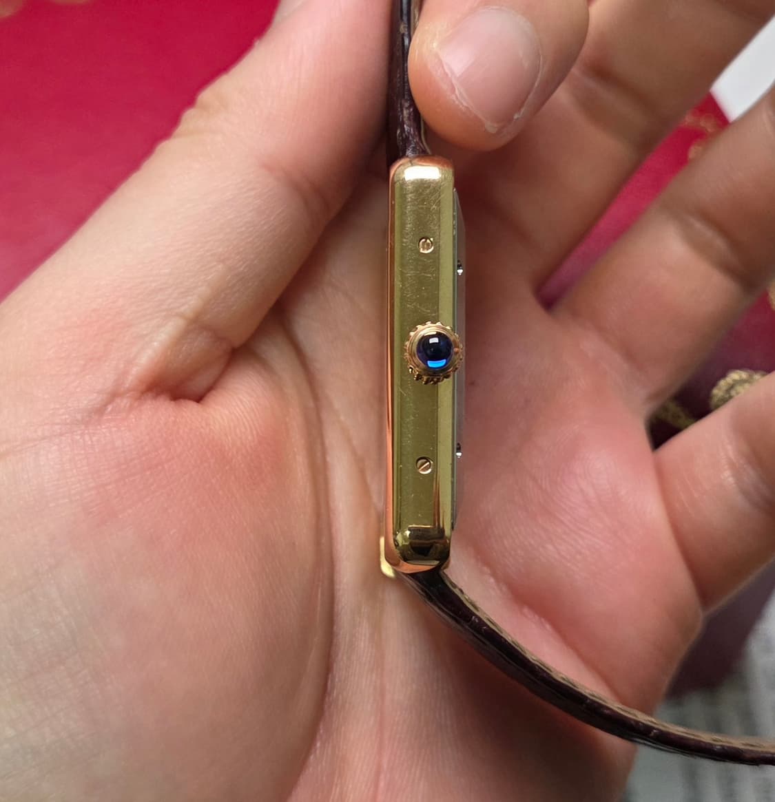 레어] 까르띠에 탱크솔로 XL Ref.3799 18k 올금통 로만 블루핸 상품이미지5