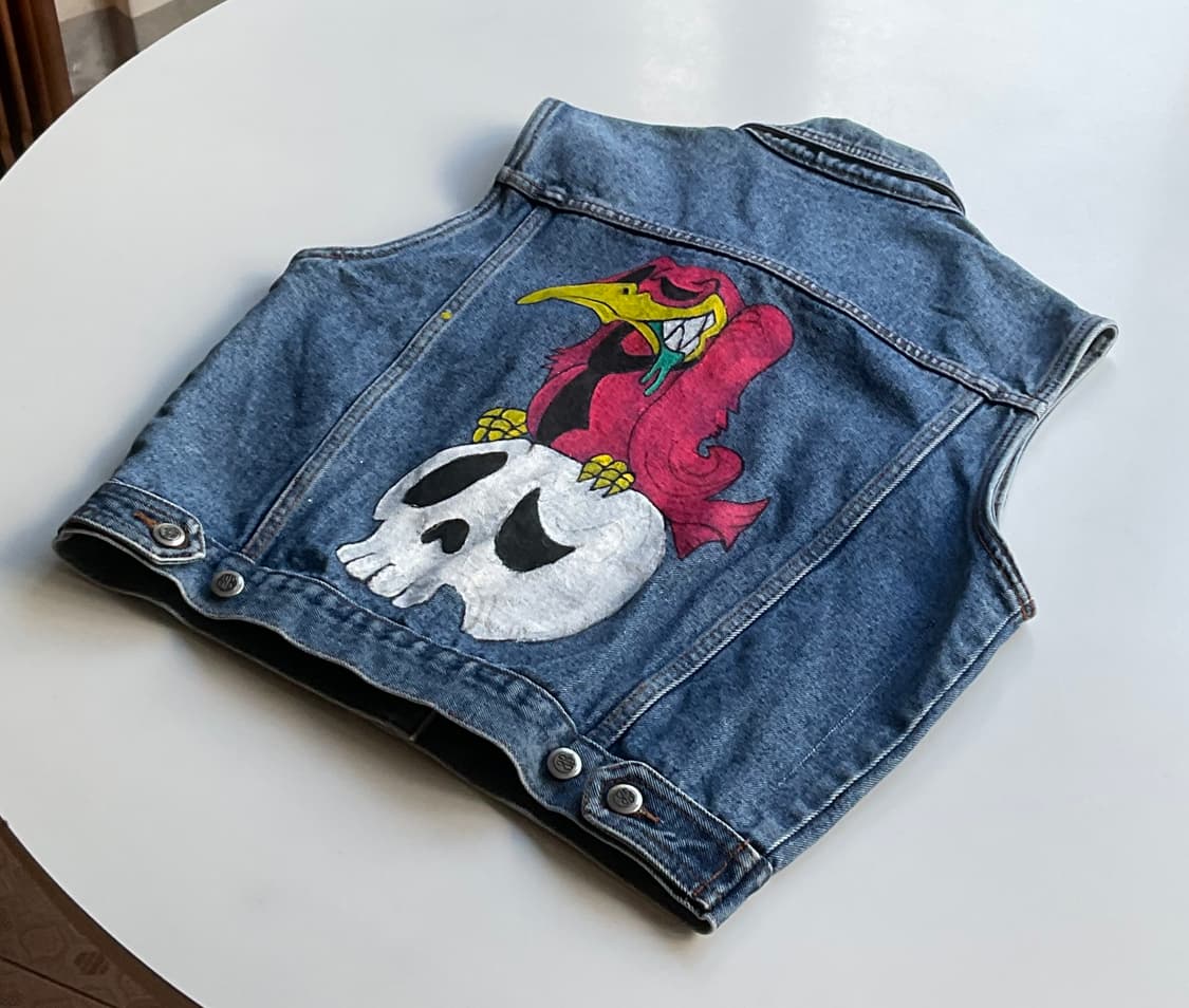 Bill Blass 핸드페인팅 커스텀 데님 베스트 M 상품이미지6