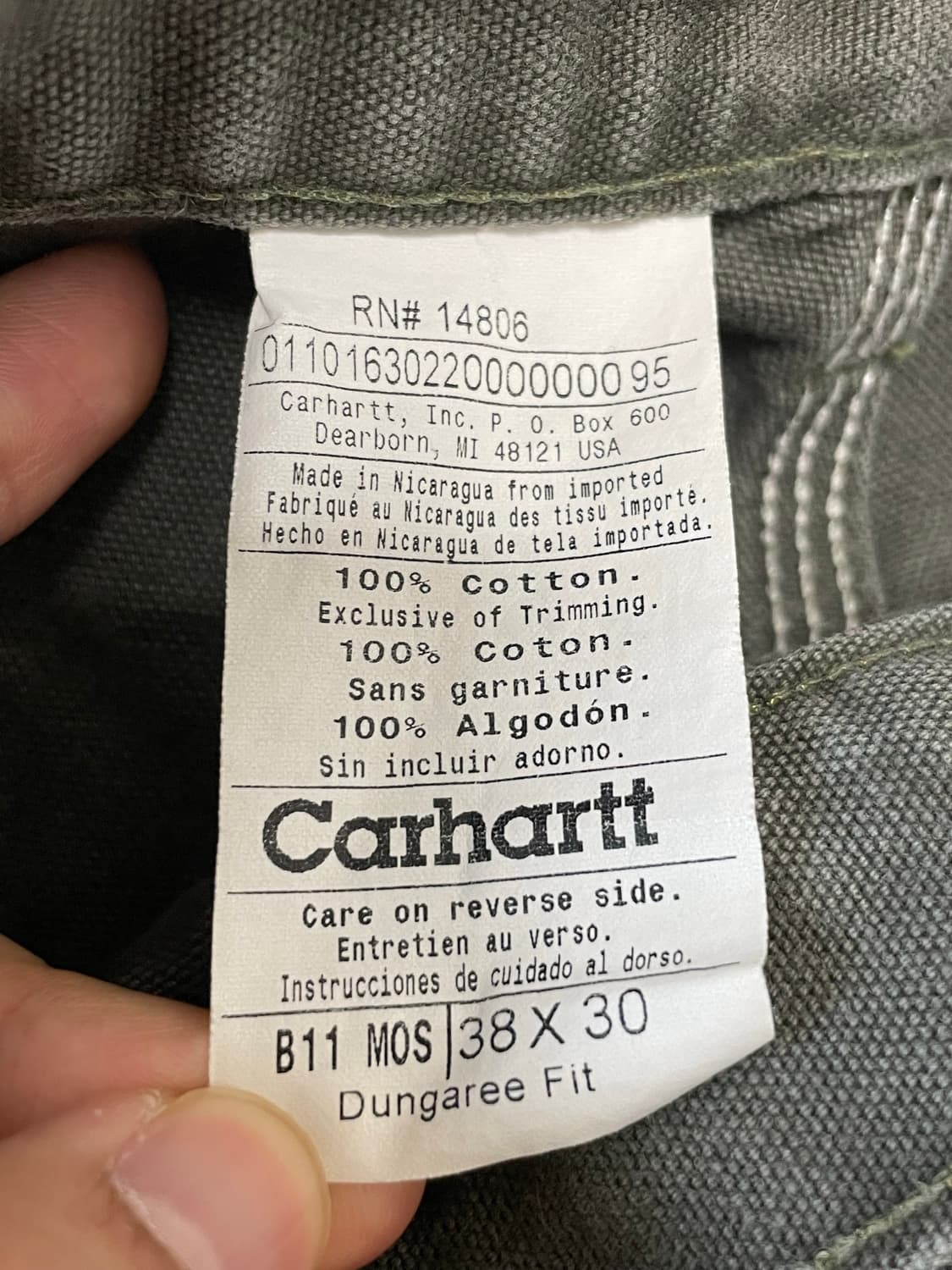Carhartt B11 mos 카펜터팬츠 모스그린 칼하트 상품이미지4