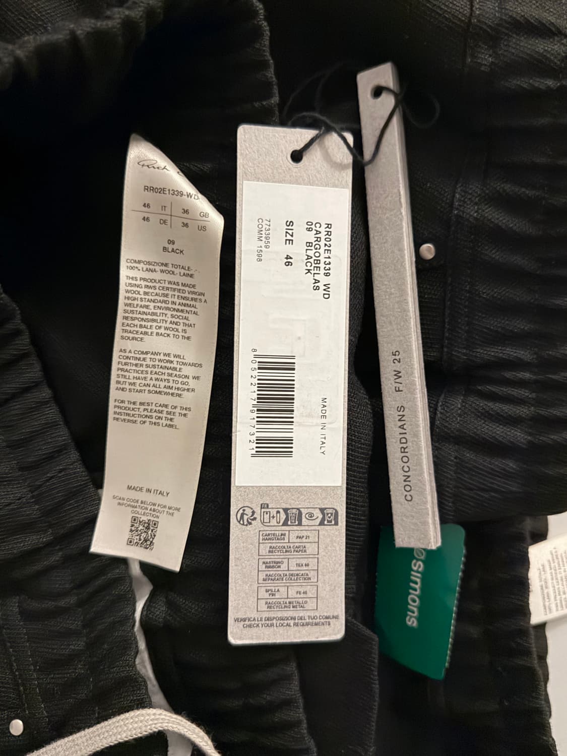 IT46/FW25 CARGOBELAS IN BLACK WOOL DRILL 상품이미지3