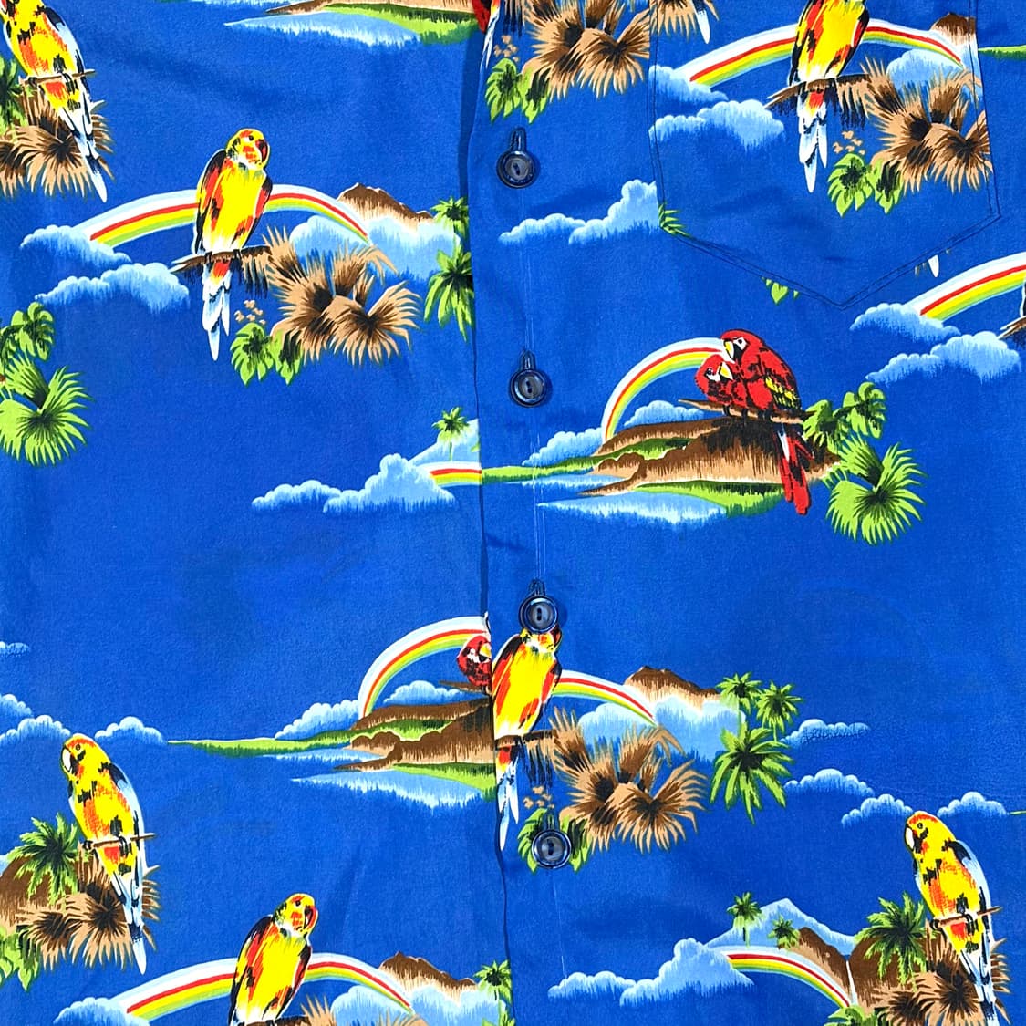 빈티지 패럿 블루 하와이안셔츠 L 상품이미지4