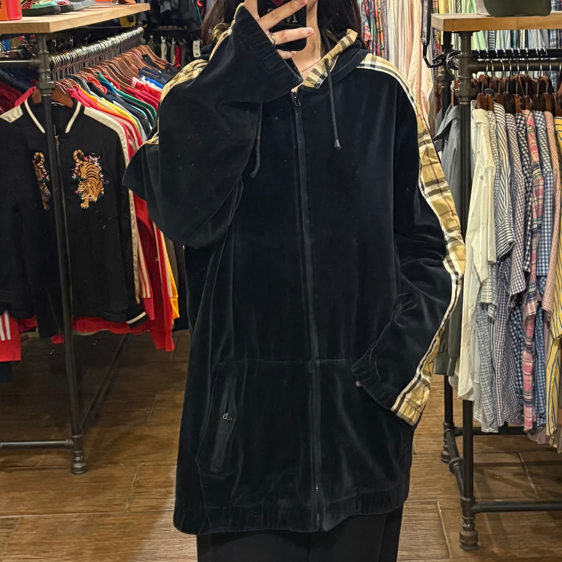 [HI] vtg 벨로아 벨벳 져지 블랙 상품이미지2
