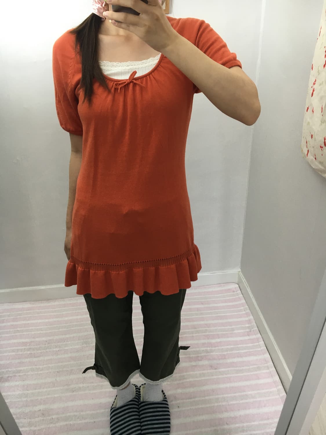 오렌지 반소매 니트 탑 상품이미지8