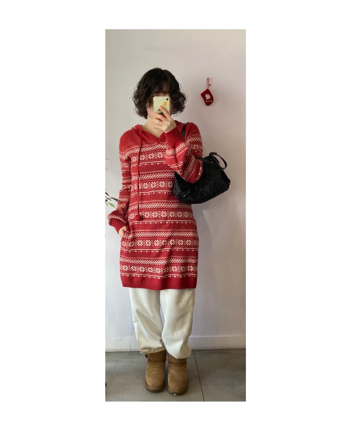노르딕패턴 후드 니트 원피스 상품이미지4