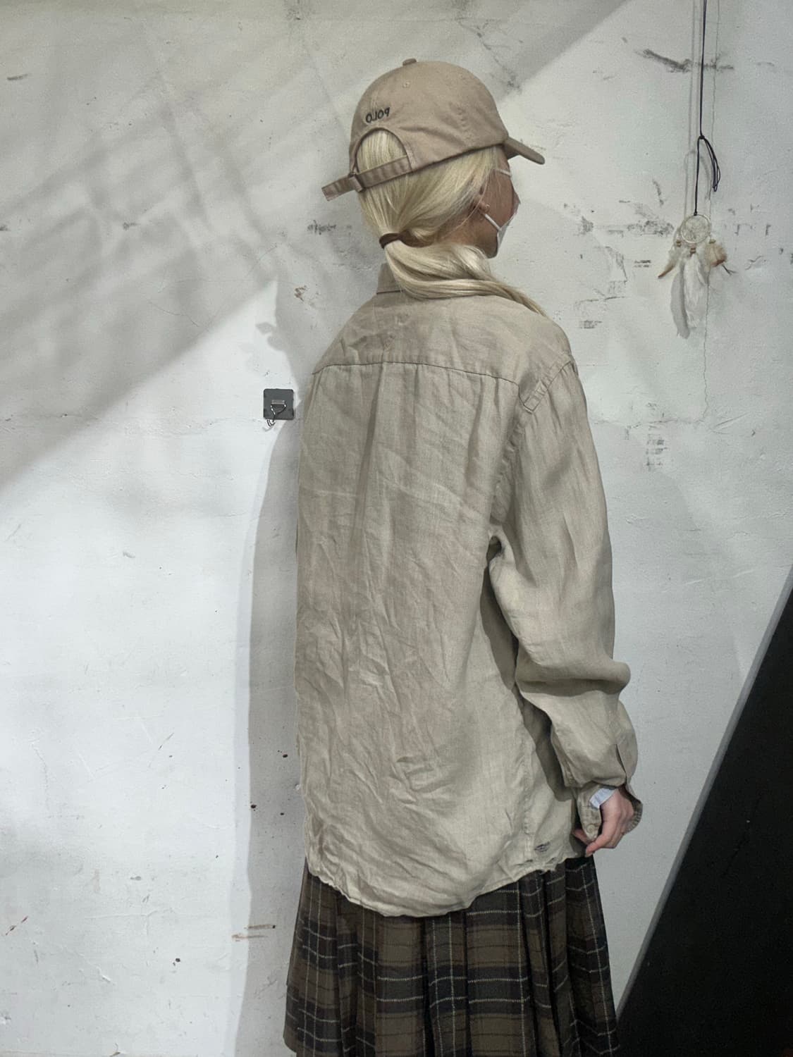 타미 힐피거 베이지 솔리드 셔츠 M 상품이미지3