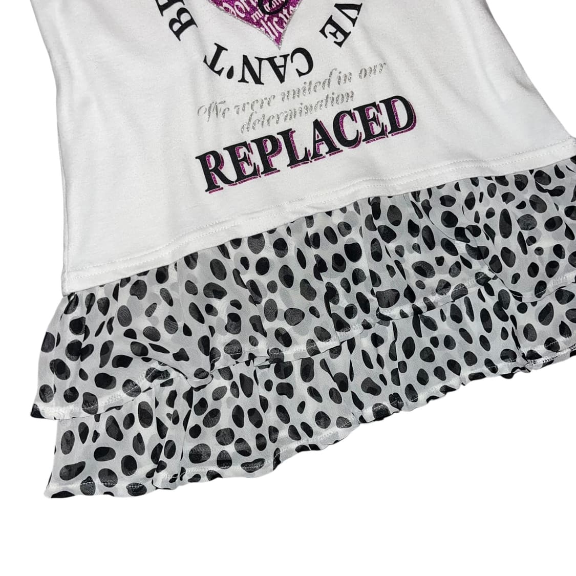 도트레이스 스커트 레이어드 글리터프린팅 반팔 원피스 키치갸루y2k 상품이미지3