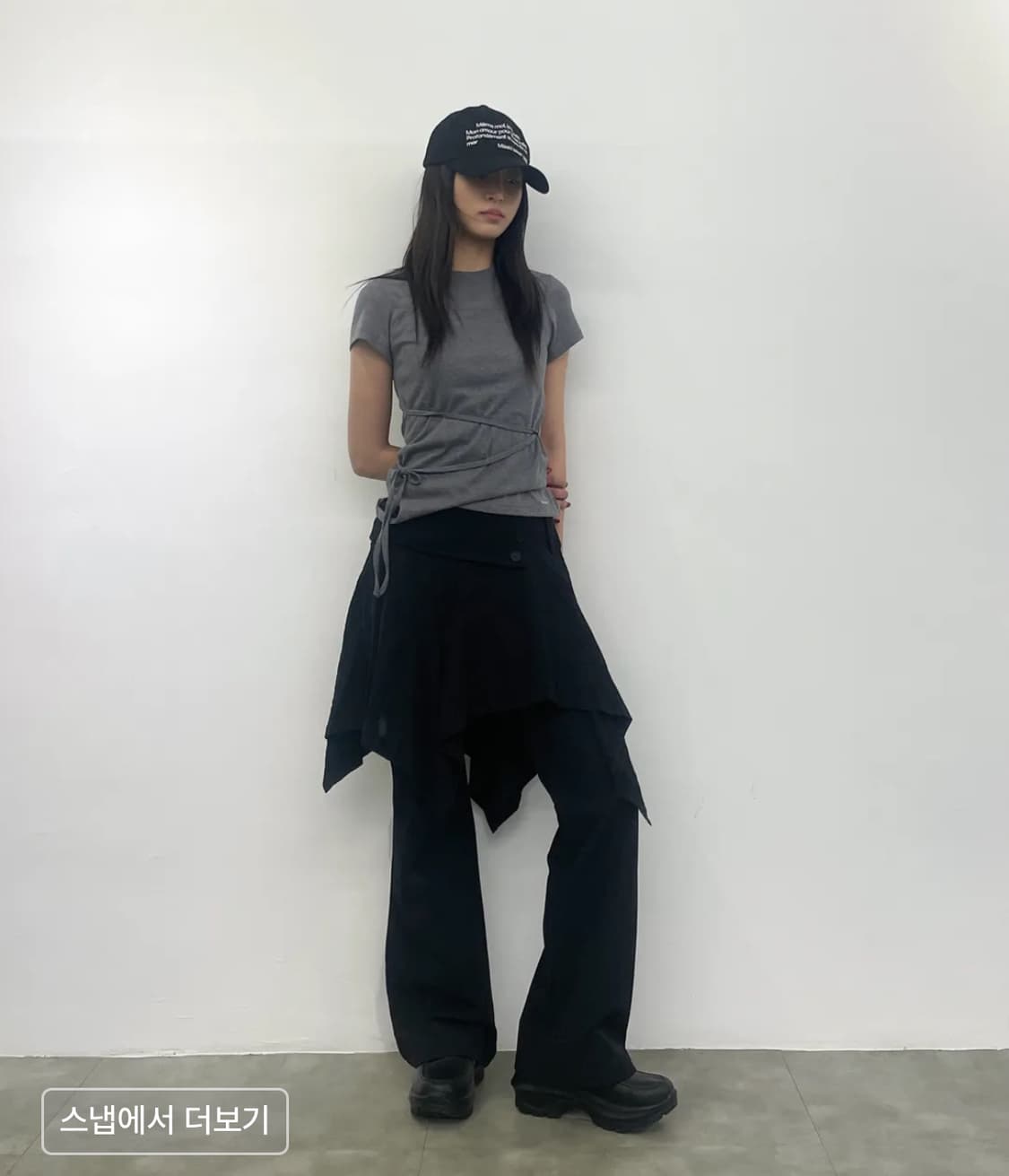 미세키 서울 Unbalanced folw mini skirt 블랙 상품이미지4