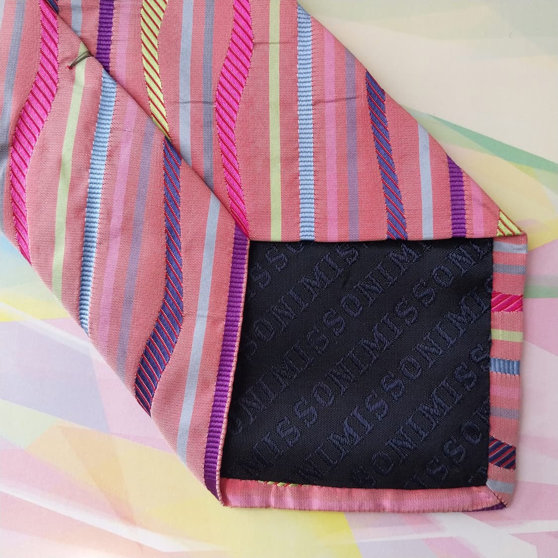 미쏘니 핑크 멀티 스트라이프 넥타이 9.1cm S~A+등급 K2540 상품이미지8